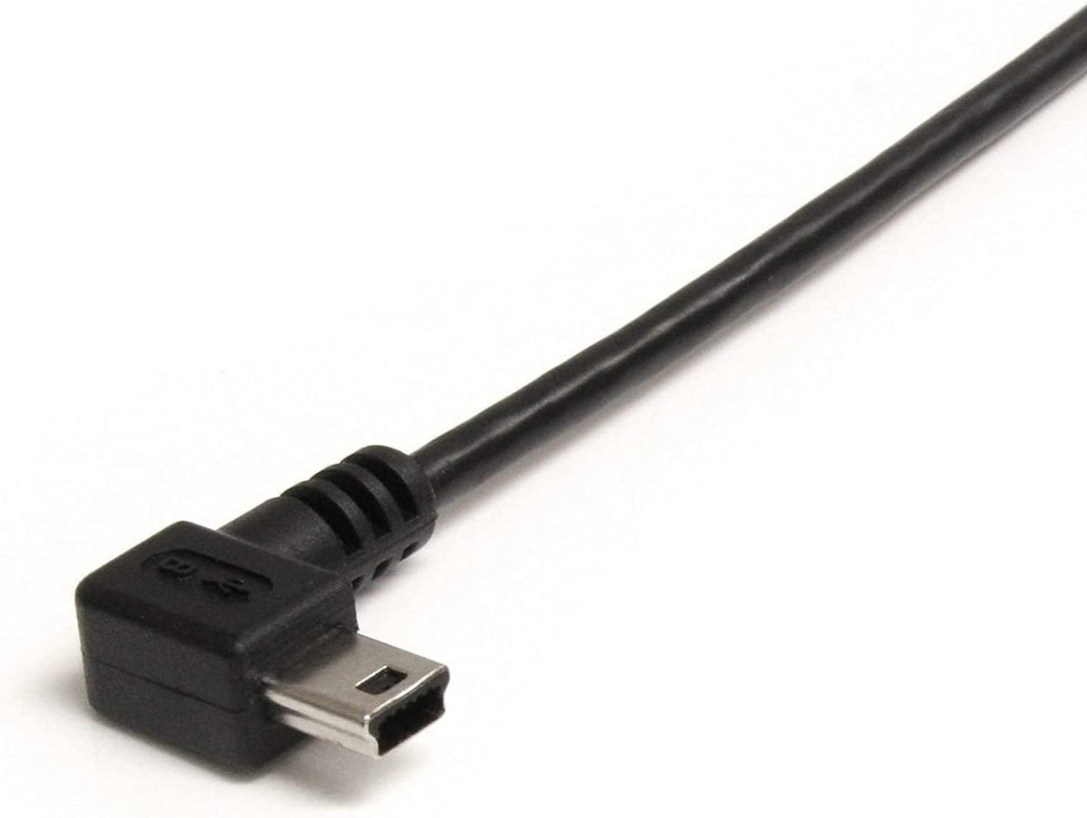 StarTech.com 3 ft. (0.9 m) Right Angle USB to Mini USB Cable - USB 2.0 A to Right Angle Mini B - Black - Mini USB Cable (USB2HABM3RA) 3 ft / 1m Right Angle