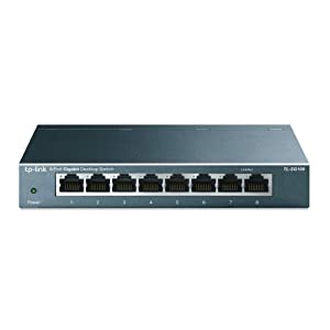 TP-Link TL-SG108 | 8 Port Gigabit Unmanaged Ethernet Network Switch, Ethernet Splitter | Plug &amp; Play | Fanless Metal Design | Shielded Ports | Traffic Optimization | Limited Lifetime Protection