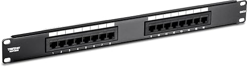 TRENDnet 16-Port Cat6 Unshielded Patch Panel, Rackmount, 1U 19", Cat3,Cat4,Cat5,Cat5e,Cat6 Compatible, 250Mhz Connection, Ideal For Copper Gigabit Ethernet Connections, Black, TC-P16C6