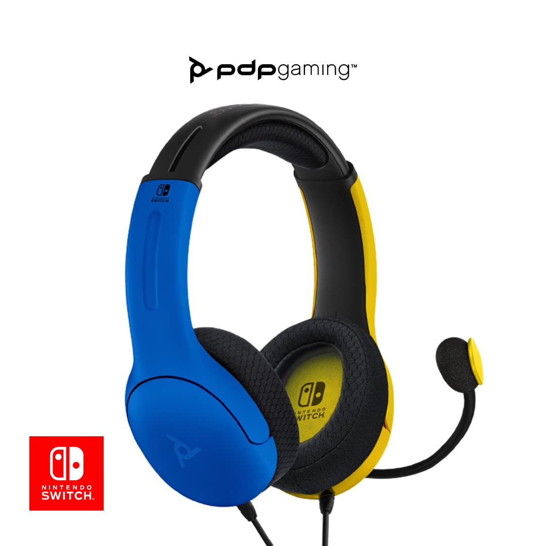 PDP Gaming LVL40 Stereo Headset with Mic for Nintendo Switch - PC, iPad, Mac, Laptop Compatible - Noise Cancelling Microphone, Lightweight, Soft Comfort On Ear Headphones, 3.5mm jack - Yellow &amp; Blue Yellow/Blue Headset