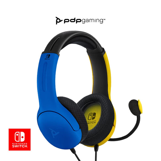 PDP Gaming LVL40 Stereo Headset with Mic for Nintendo Switch - PC, iPad, Mac, Laptop Compatible - Noise Cancelling Microphone, Lightweight, Soft Comfort On Ear Headphones, 3.5mm jack - Yellow &amp; Blue Yellow/Blue Headset