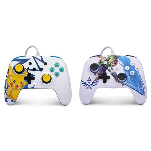 PowerA Enhanced Wired Controller for Nintendo Switch - Pikachu High Voltage & Enhanced Wired Controller for Nintendo Switch - Master Sword Attack Zelda Link