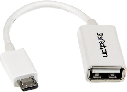 StarTech.com 5in White Micro USB to USB OTG Host Adapter M/F - Micro USB Male to USB A Female On-The-Go Host Cable Adapter - White (UUSBOTGW) 5in / 13cm White