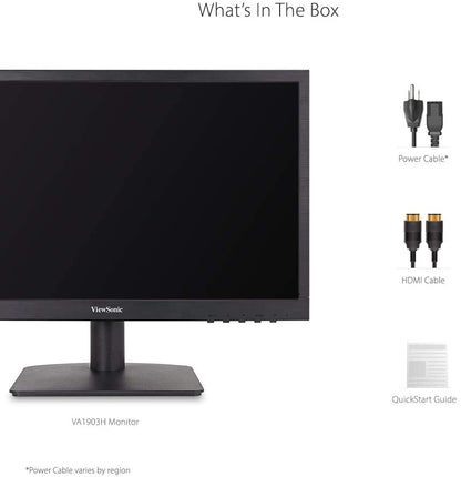 ViewSonic VA1903H 19-Inch WXGA 1366x768p 16:9 Widescreen Monitor with Enhanced View Comfort, Custom ViewModes and HDMI for Home and Office, Black
