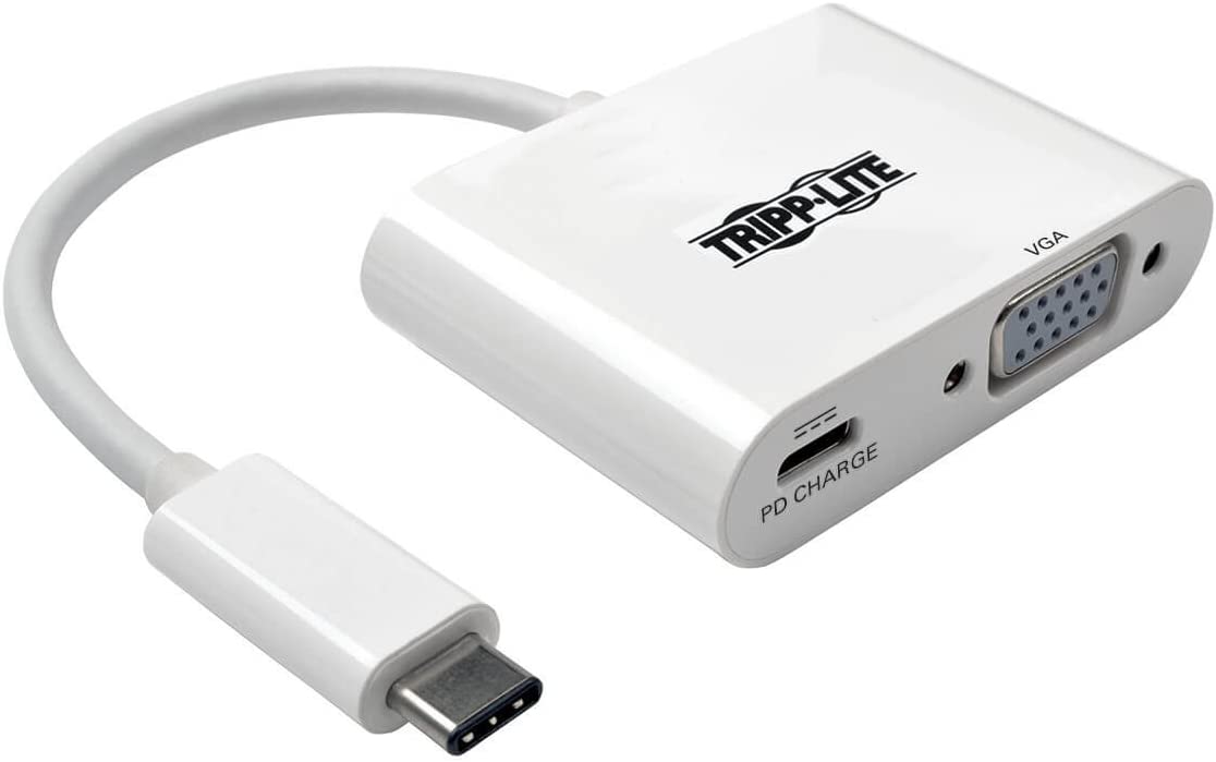 Tripp Lite USB C to VGA Video Adapter Converter 1080p w/ USB-C PD Charging Port, USB Type C, Thunderbolt 3 Compatible, USB Type-C 6in (U444-06N-V-C) VGA + Charging Port