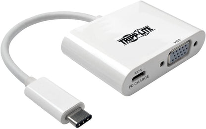 Tripp Lite USB C to VGA Video Adapter Converter 1080p w/ USB-C PD Charging Port, USB Type C, Thunderbolt 3 Compatible, USB Type-C 6in (U444-06N-V-C) VGA + Charging Port