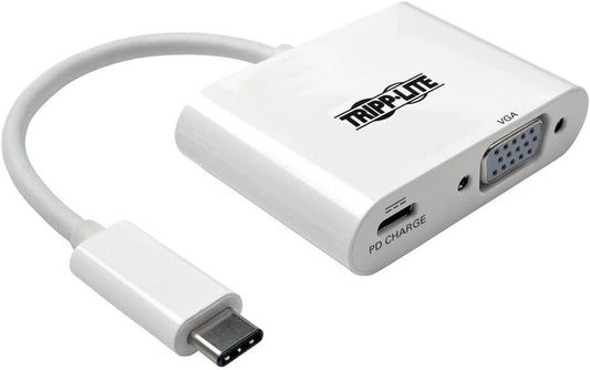Tripp Lite USB C to VGA Video Adapter Converter 1080p w/ USB-C PD Charging Port, USB Type C, Thunderbolt 3 Compatible, USB Type-C 6in (U444-06N-V-C) VGA + Charging Port