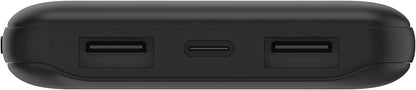 Belkin USB C Portable Charger Power Bank, 10000 mAh with 1 USB C Port and 2 USB A Ports for up to 15W Charging for iPhone 13 Pro/13 Pro Max/13 Mini, AirPods, iPad, Galaxy S21/Ultra - Black