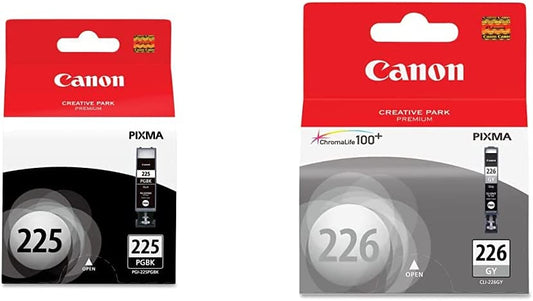 Canon PGI-225 Black Ink Tank, 1 Pack (PGI-225 Pigment Black) (CNMPGI225BK) &amp; Genuine Canon CLI-226 Ink Tank, Grey Ink + Ink Grey