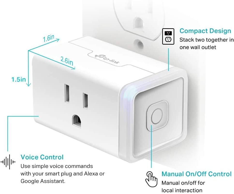Kasa Smart Plug HS103P4, Smart Home Wi-Fi Outlet Works with Alexa, Echo, Google Home &amp; IFTTT, No Hub Required, Remote Control, 15 Amp, UL Certified, 4-Pack, White Mini 4-Pack