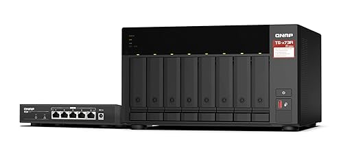 QNAP TS-873A-8G-US 8-Bay AMD Ryzen Quad-Core 2.5GbE NAS with QSW-1105-5T 5-Port 2.5GbE Unmanaged Switch