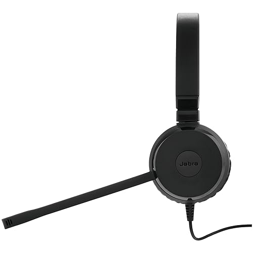 Jabra Evolve 30 II Wired Headset, Stereo, MS-Optimized – Telephone Headset with Superior Sound for Calls and Music – 3.5mm Jack/USB Connection – Pro Headset with All-Day Comfort Stereo Skype Optimized Headset