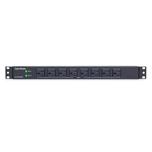 CyberPower PDU30BT8F8R Basic PDU, 100 – 125V/30A (Derated to 24A), 16 Outlets, 12 Foot Power Cord, 1U Rackmount