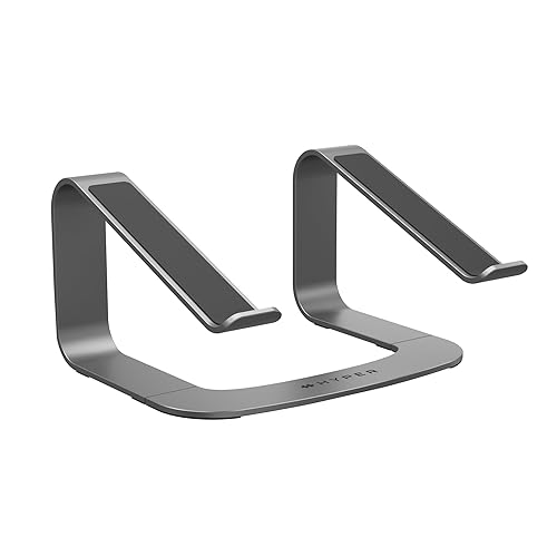 Hyperspace Ergonomic Laptop Stand for Desk — Durable Aluminum Laptop Stand for MacBooks & Devices up to 16" — 5.9" Fixed Height for Optimized Comfort & Cooling (Grey)