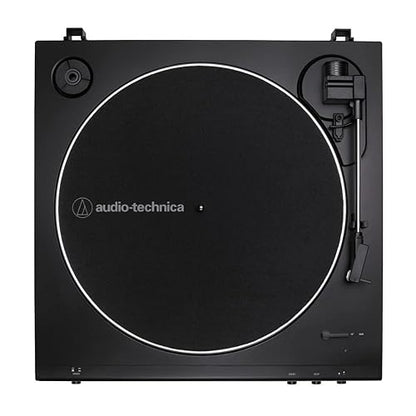 Audio-Technica AT-LP60X-BK Fully Automatic Belt-Drive Stereo Turntable, Black, Hi-Fi, 2 Speed, Dust Cover, Anti-Resonance, Die-Cast Aluminum Platter Black Wired Turntable