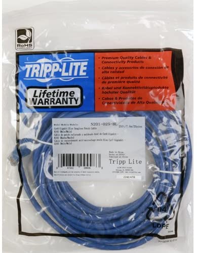 Tripp Lite Cat6 Gigabit Snagless Molded Patch Cable (RJ45 M/M) - Blue, 2-ft.(N201-002-BL) 2-ft. Blue