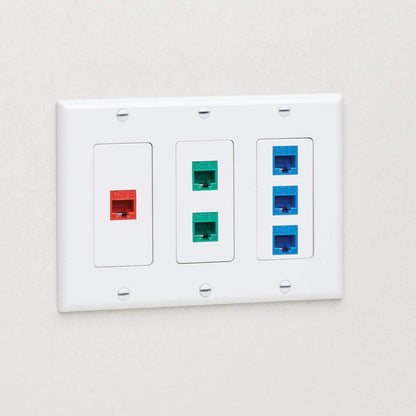 Tripp Lite Triple Gang Wall Plate, 3-Gang Decora Style Face Plate, Device Plate Cover, Vertical, White (N042-100-WH) Triple-Gang Face Plate
