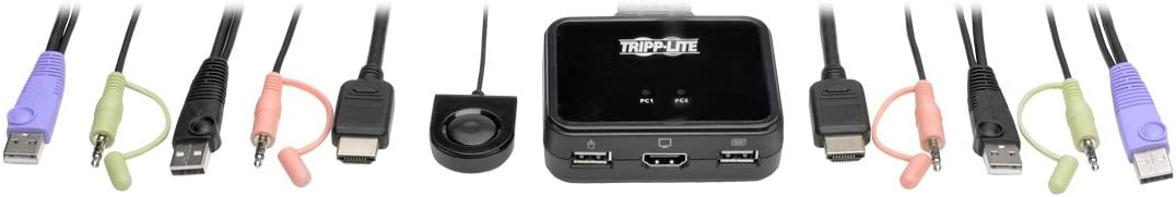 TRIPP LITE 2-Port USB HDMI Cable KVM Switch with Audio/Video, Cables &amp; USB Peripheral Sharing 1920 x 1200, 1080p 2-Port USB/HDMI