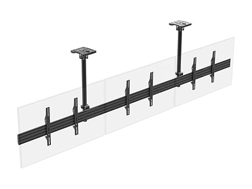 Monoprice 3x1 Menu Board Ceiling Mount for Screens Between 32in to 65in, Adjustable Tilt, Max Weight 66 Lbs Per Screen, VESA Patterns Up to 600x400, Steel Construction, Black - Commercial Series