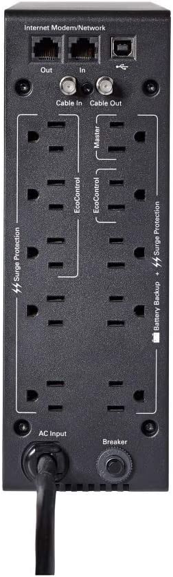 Eaton 5S1000LCD UPS Battery Backup &amp; Surge Protector, 1000VA / 600W, AVR, LCD Display, Line Interactive 5S LCD Power Supply 1000VA