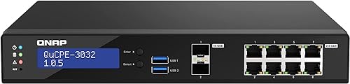 QNAP QuCPE-3032-C3558R-8G-US Network Virtualization Premises Equipment with an Intel® Atom Quad-core Processor, Suitable for deploying Virtual Networks in Multiple Edge Offices (Diskless)