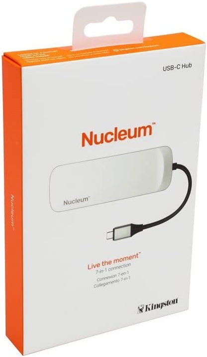 Kingston Nucleum USB C Hub, 7-In-1 Type-C-Adapter Hub Connect USB 3.0, 4K HDMI, SD and MicroSD-Card, USB Type-C Charging for MacBook, Chromebook, and Other USB Type-C devices