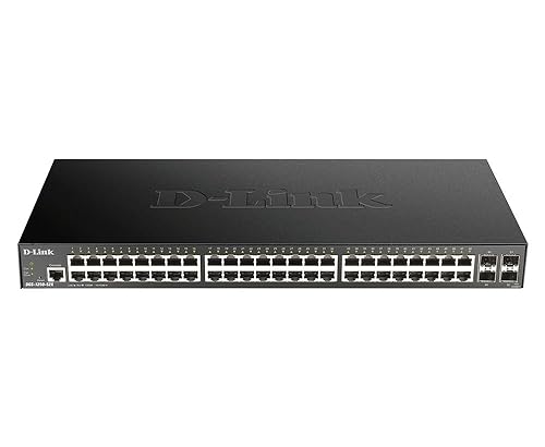 D-Link Ethernet Switch, 52 Port Smart Managed Gigabit Ethernet w/ 4 10G SFP+ Ports Uplink, Business Network 6kV Surge Protection (DGS-1250-52X)