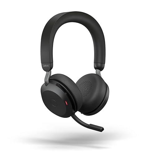 Jabra Evolve2 75 Wireless PC Headset with 8-Microphone Technology - Dual Foam Stereo Headphones with Advanced Active Noise Cancellation, USB-A Bluetooth Adapter and MS Teams-Compatibility - Black Headset (USB-A) MS Teams Compatible