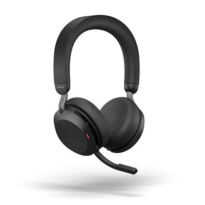 Jabra Evolve2 75 Wireless PC Headset with 8-Microphone Technology - Dual Foam Stereo Headphones with Advanced Active Noise Cancellation, USB-A Bluetooth Adapter and MS Teams-Compatibility - Black Headset (USB-A) MS Teams Compatible