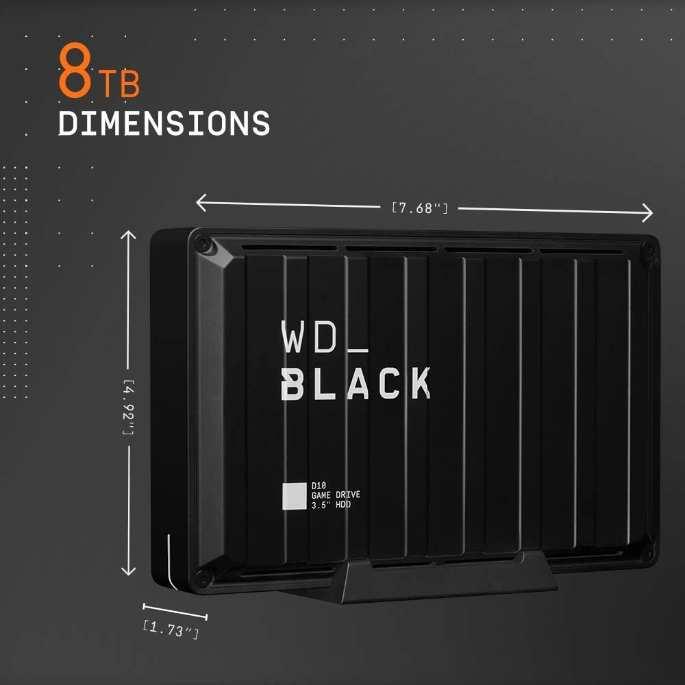 Western digital WD_BLACK 8TB D10 Game Drive - Portable External Hard Drive HDD Compatible with Playstation, Xbox, PC, &amp; Mac - WDBA3P0080HBK-NESN 8TB PC, PS4, &amp; Xbox Hard Drive