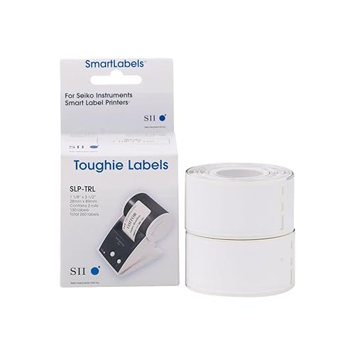 Seiko SmartLabel SLP-TRL Toughie Address Label - 1.12" Width x 3.5" Length - 130/Roll - 0.79" CoreRoll - White