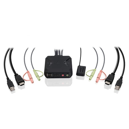 IOGEAR 2-Port USB HDMI Cabled KVM - 4K@60Hz - Hotkey/Remote Button Switch - USB 2.0 Mouse Port Can Be Use As USB Hub and USB Peripheral Sharing - Xbox / PS4/5 - Windows, Mac and Linux - GCS92HU