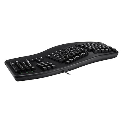 ADESSO EasyTouch 150 Ergonomic Wired Mechanical Keyboard with Cherry MX Brown Switches, Integrated Palm Rest, Dedicated Copilot AI Hotkey, Full-Sized Layout with Numeric Pad for Comfortable Typing