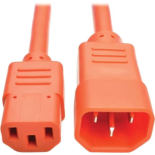 Tripp Lite P005-006-AOR 6' Heavy Duty Power Extension Cord, C14-C13, 15A, 14 AWG, Orange