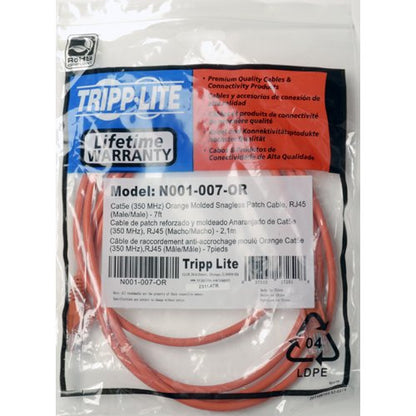 Tripp Lite Eaton Series Cat5e 350 MHz Snagless Molded (UTP) Ethernet Cable (RJ45 M/M), PoE - Orange, 10 ft. (3.05 m) - 10 ft Category 5e Network Cable for Network Device - First End: 1 x RJ-45 Network - Male - Second End: 1 x RJ-45 Network
