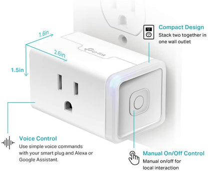 Kasa Smart Plug by TP-Link, Smart Home Wi-Fi Outlet Works with Alexa, Echo, Google Home &amp; IFTTT, No Hub Required, Remote Control, 15 Amp, UL Certified, 1-Pack(HS103) , WHITE