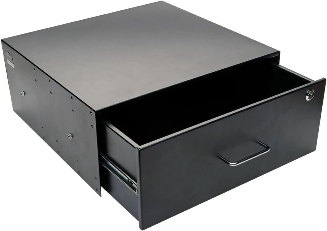 Tripp Lite 4U Locking Rackmount Storage Drawer Rack Enclosures/ Open Frame 2-Post or 4-Post (SRDRAWER4U),Black