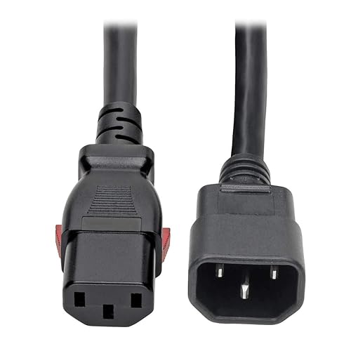 Tripp Lite Computer Power Cord Extension (C14 to C13 Power Cord), Heavy Duty, Locking C13 Connector, 15A, 100-250V, 14AWG, 6 ft. (P005-L06)