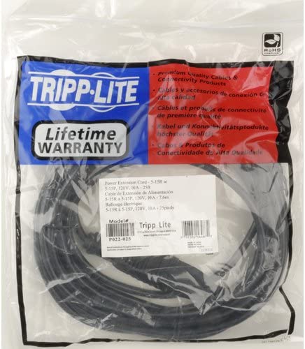 Tripp Lite Standard Power Extension Cord 10A, 18AWG (NEMA 5-15P to NEMA 5-15R) 1-ft.(P022-001) , Black 1 ft.