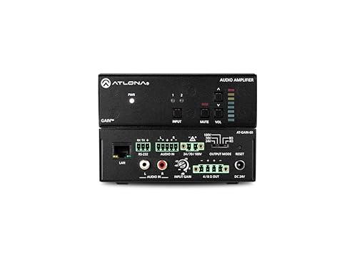 Atlona AT-GAIN-60 60W Amplifier/4/8 Ohm x2/24V/70V/100Vx1/Plenum Rated