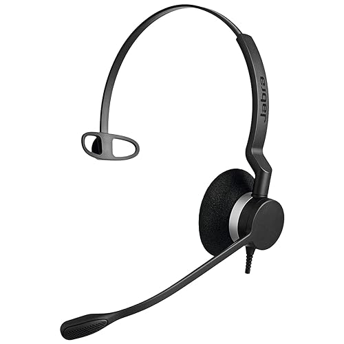Jabra Biz 2300 USB MS Mono On-Ear Stereo Phone Headset w/ 360 Degree Noise Cancelling Boom Mic Reinforced Kevlar Cable and HD Voice Wideband Audio w/PeakStop Decibel Protection