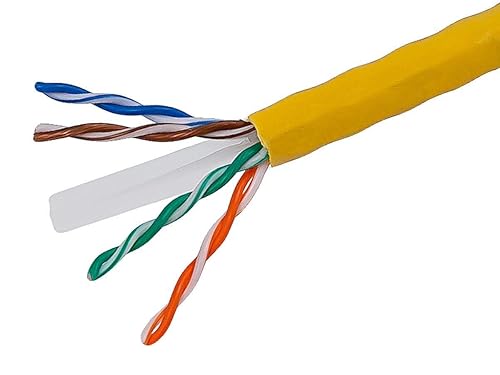 Monoprice Cat6 Ethernet Bulk Cable - Network Internet Cord - Solid, 500Mhz, UTP, CMR, Riser Rated, Pure Bare Copper Wire, 23AWG, 1000ft, Yellow