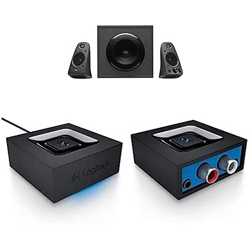 Logitech Z625 Powerful THX Sound 2.1 Speaker System for TVs, Game Consoles and Computers & Bluetooth Audio Adapter for Bluetooth Streaming Speaker + Bluetooth Adapter