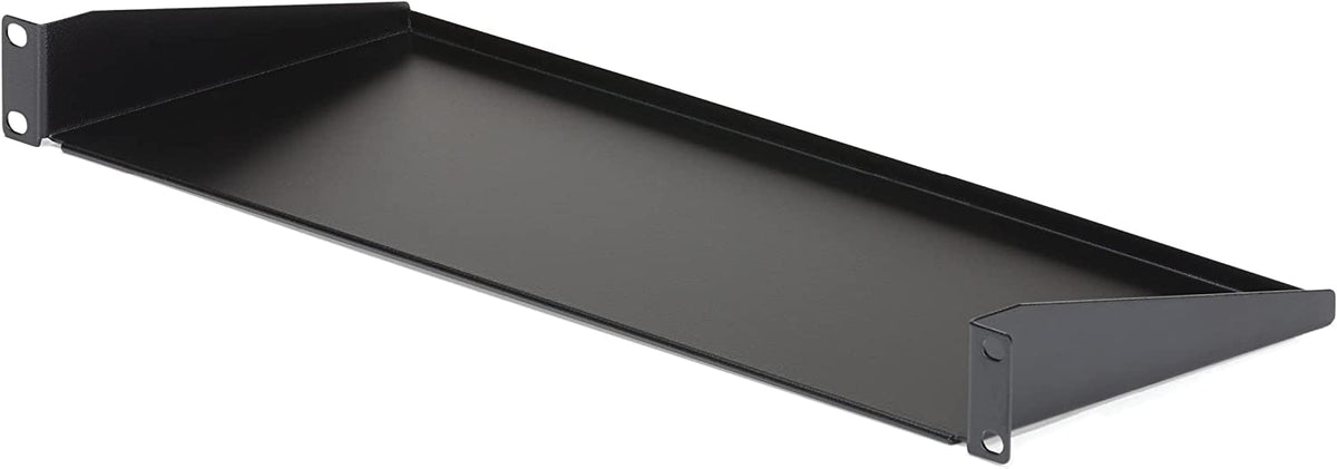 StarTech.com 1U Server Rack Shelf - Universal Rack Mount Cantilever Shelf for 19" Network Equipment Rack &amp; Cabinet - Heavy Duty Steel – Weight Capacity 33lb/15kg - 7" Deep Tray, Black (CABSHELF1U) 7" Depth 1U Rack Shelf