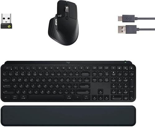 Logitech MX Keys S Combo - Performance Wireless Keyboard and Mouse with Palm Rest