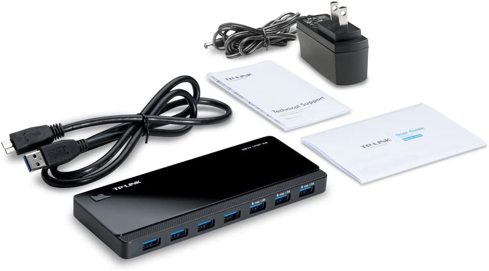[2nd Gen] TP-Link 7-Port USB 3.0 Ultra Slim Hub Including 3 BC 1.2 Charging Ports up to 5V / 1.5A. Compatible with Windows, Mac, Chrome &amp; Linux OS, with Power On/Off Button (UH700)