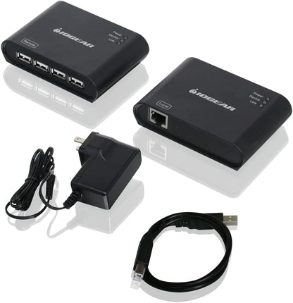 Iogear USB 2.0 4 Port USB Extender - Up To 165Ft - Cat5, Cat5e or Cat6 Ethernet - High Speed (480Mbps) - Plug-n-Play - TAA compliant - Windows - MacOS - GUCE64