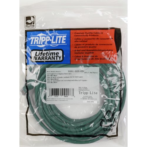 Tripp Lite N201-020-GN Cat6 Gigabit Snagless Molded Patch Cable RJ45M/M (20-Feet, Green)