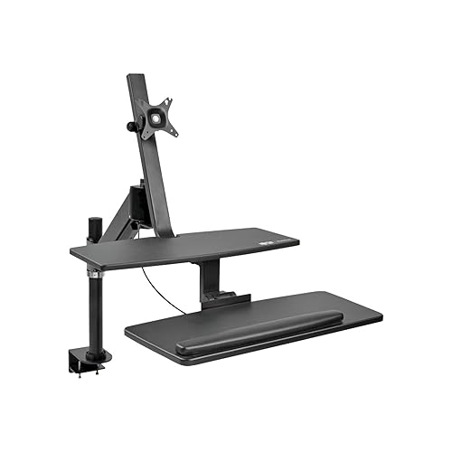 Tripp Lite Sit Stand Desktop Workstation, Adjustable Standing Desk with Clamp (WWSS1327CP) Desk-Clamp Work Station w/ Display Mount