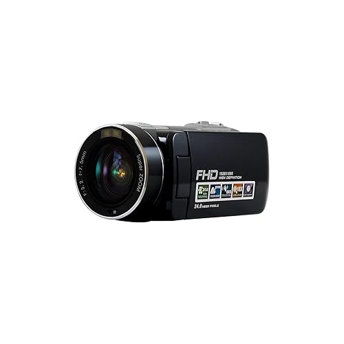 HamiltonBuhl HDV17BK ActionPro FHD Digital Video Camera 24MP, 2.7-Inch TFT-LCD Screen with 270 Angle Rotation, 18x Digital Zoom (Black)